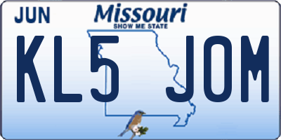MO license plate KL5J0M