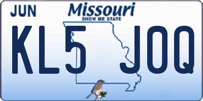 MO license plate KL5J0Q