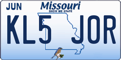 MO license plate KL5J0R