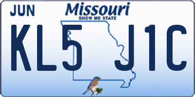 MO license plate KL5J1C