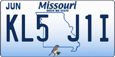 MO license plate KL5J1I
