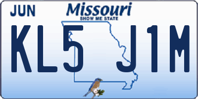 MO license plate KL5J1M