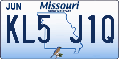 MO license plate KL5J1Q