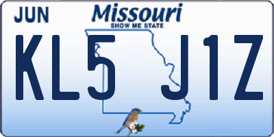MO license plate KL5J1Z