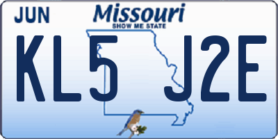 MO license plate KL5J2E