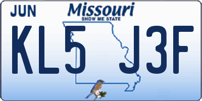 MO license plate KL5J3F