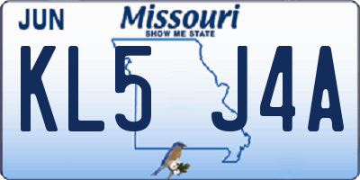 MO license plate KL5J4A