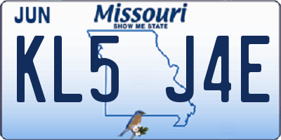 MO license plate KL5J4E