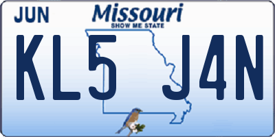 MO license plate KL5J4N