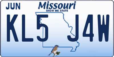 MO license plate KL5J4W
