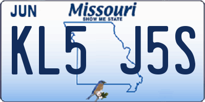 MO license plate KL5J5S
