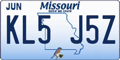 MO license plate KL5J5Z