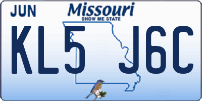 MO license plate KL5J6C