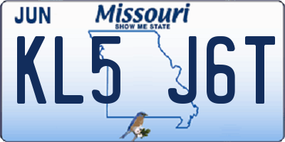 MO license plate KL5J6T