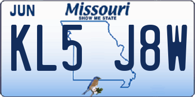 MO license plate KL5J8W
