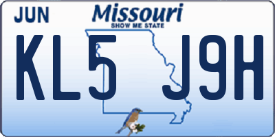 MO license plate KL5J9H
