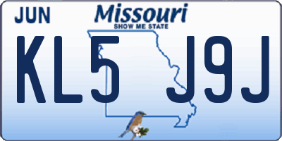 MO license plate KL5J9J