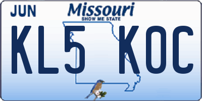 MO license plate KL5K0C