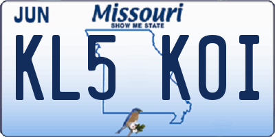 MO license plate KL5K0I