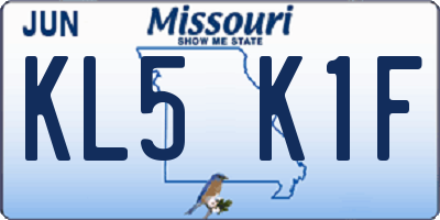 MO license plate KL5K1F