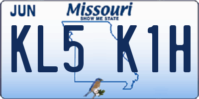 MO license plate KL5K1H