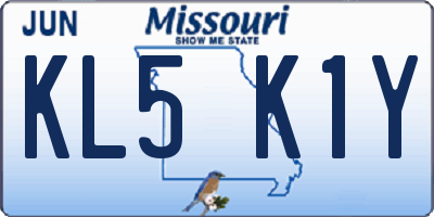 MO license plate KL5K1Y
