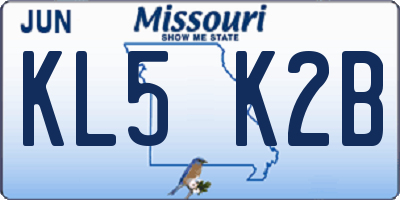 MO license plate KL5K2B