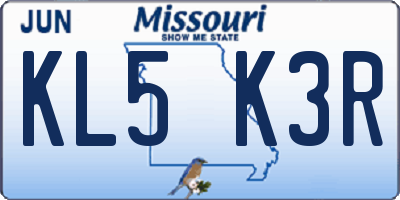 MO license plate KL5K3R