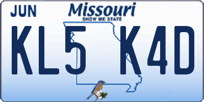 MO license plate KL5K4D