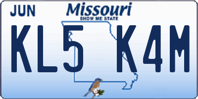 MO license plate KL5K4M