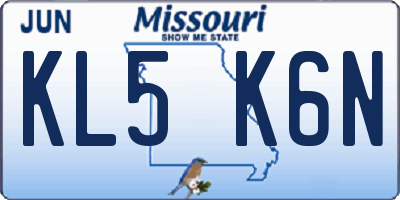 MO license plate KL5K6N