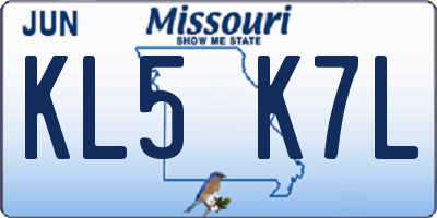 MO license plate KL5K7L