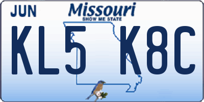 MO license plate KL5K8C