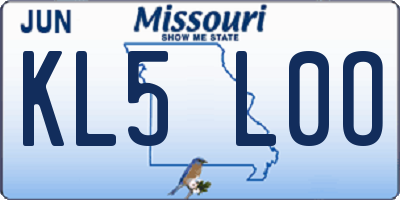 MO license plate KL5L0O
