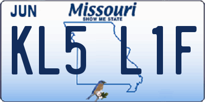 MO license plate KL5L1F
