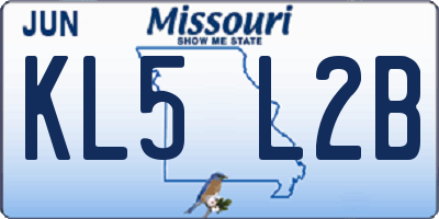 MO license plate KL5L2B