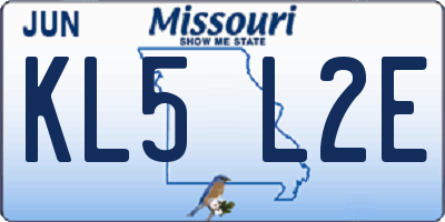 MO license plate KL5L2E