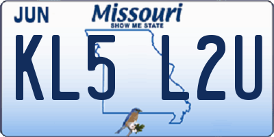 MO license plate KL5L2U