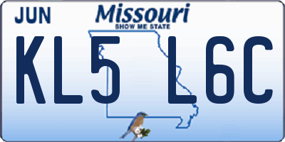 MO license plate KL5L6C