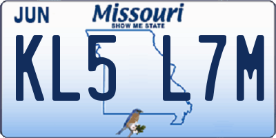 MO license plate KL5L7M