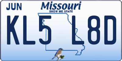 MO license plate KL5L8D