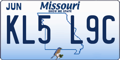 MO license plate KL5L9C