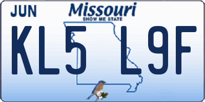 MO license plate KL5L9F
