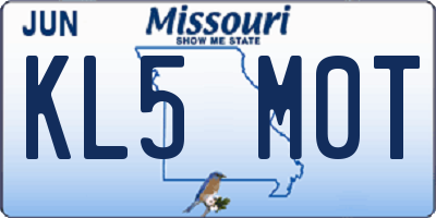 MO license plate KL5M0T