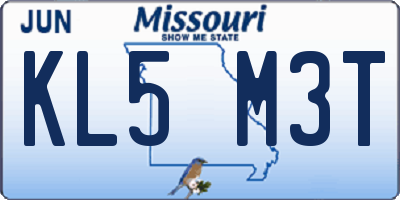 MO license plate KL5M3T