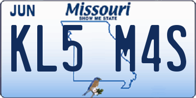 MO license plate KL5M4S