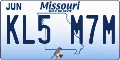 MO license plate KL5M7M