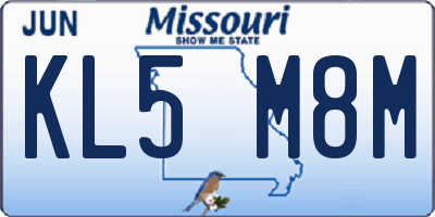 MO license plate KL5M8M