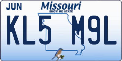 MO license plate KL5M9L