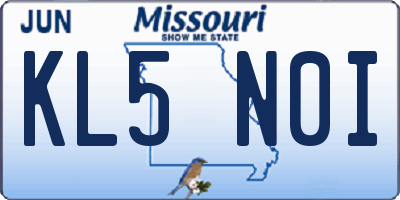 MO license plate KL5N0I